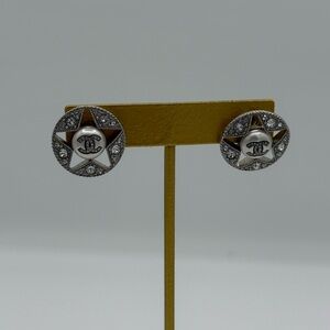 CHANEL Silver and Gold Star Earrings